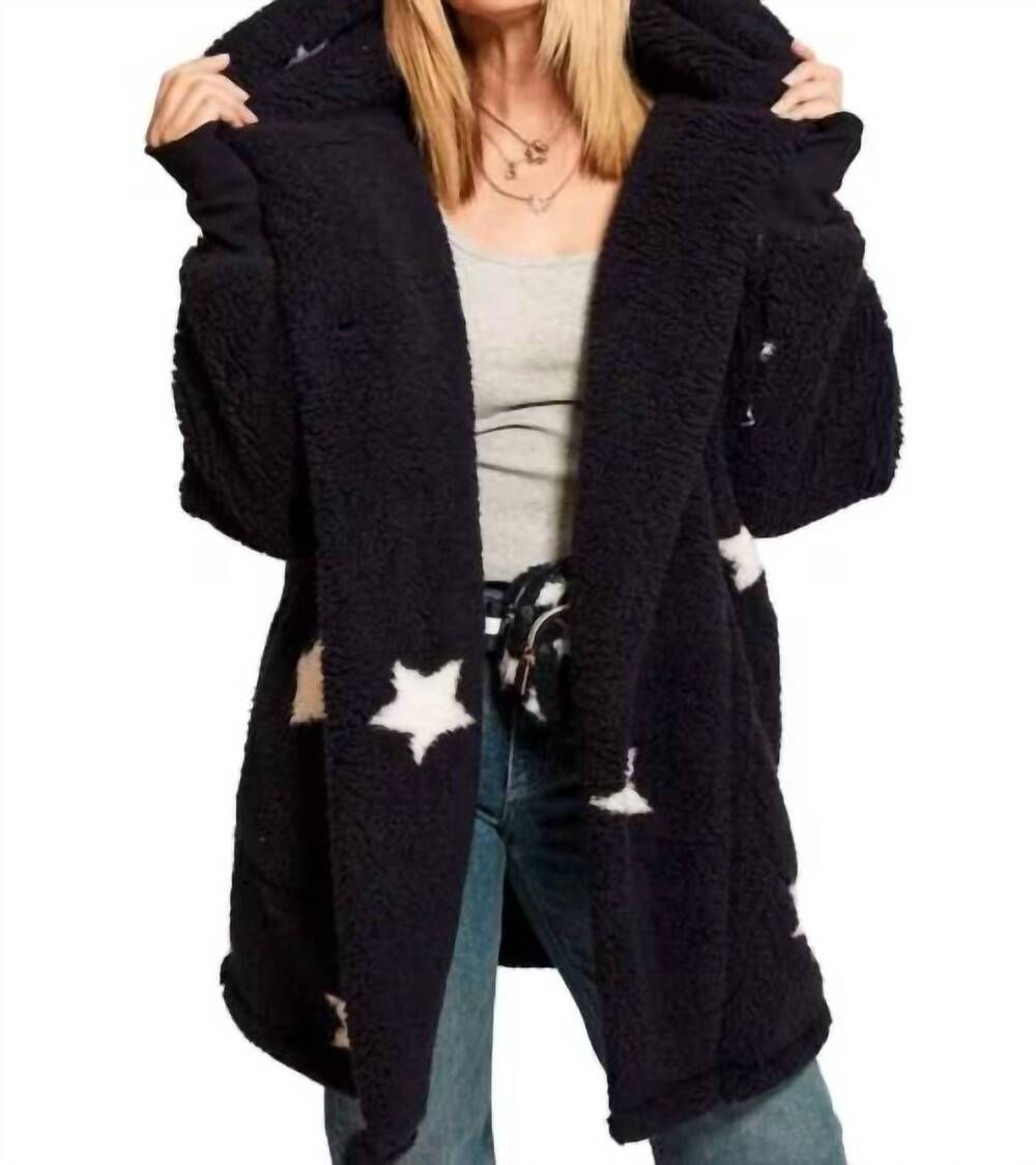 NEW JILL MARTIN sherpa embroirdered lounger hoodie in navy/white